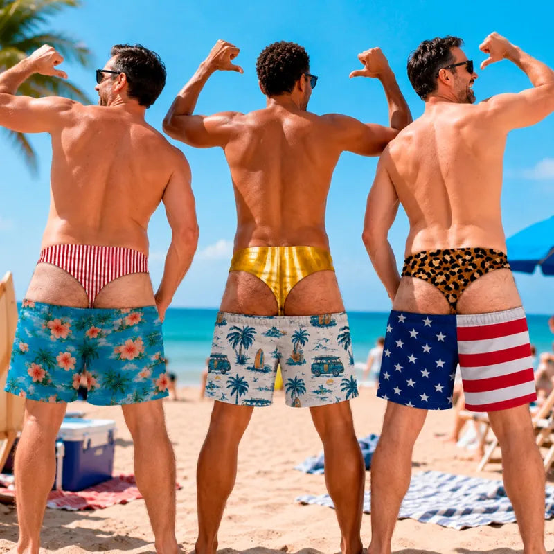 Costume da Bagno da Uomo Divertente con Effetto Ottico – Perfetto per Feste e Vacanze