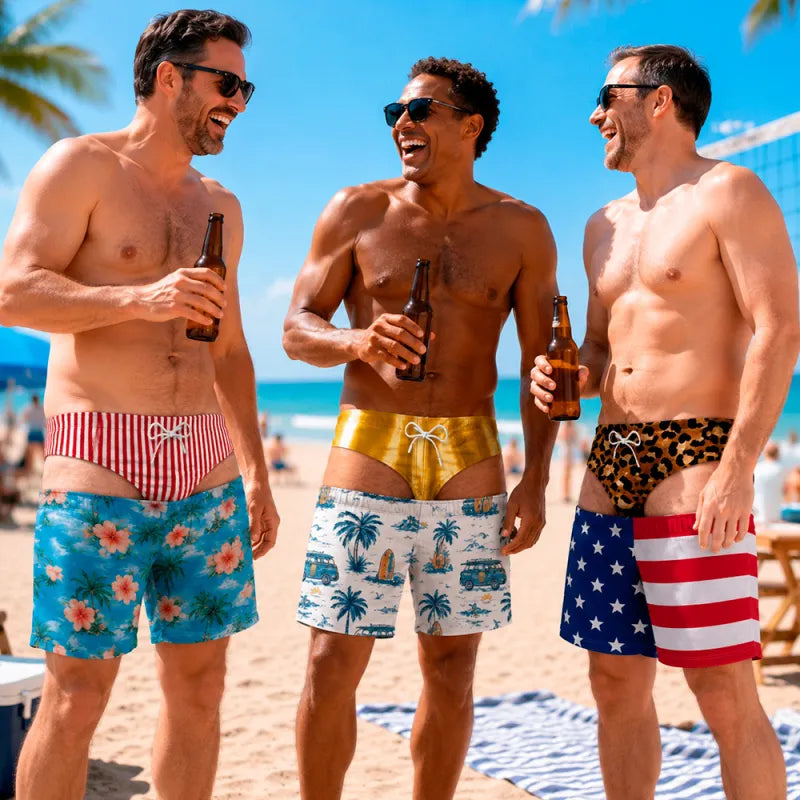 Costume da Bagno da Uomo Divertente con Effetto Ottico – Perfetto per Feste e Vacanze