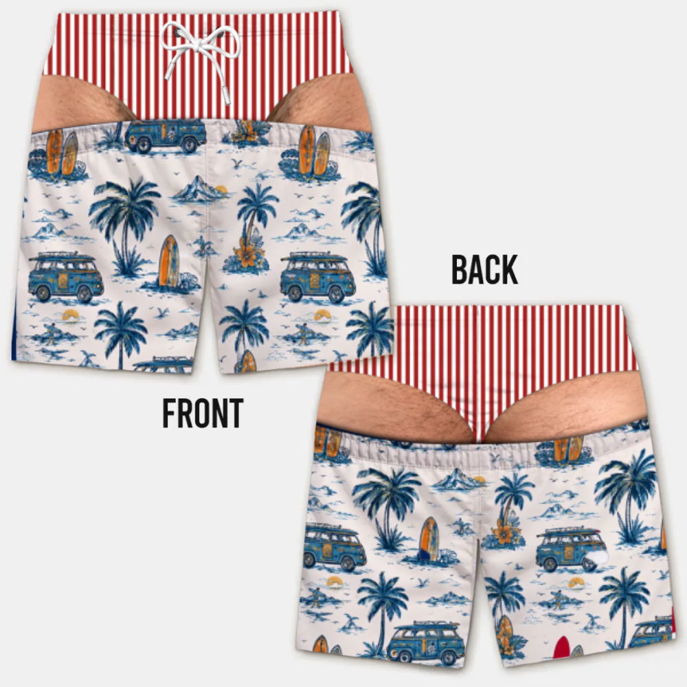 Costume da Bagno da Uomo Divertente con Effetto Ottico – Perfetto per Feste e Vacanze