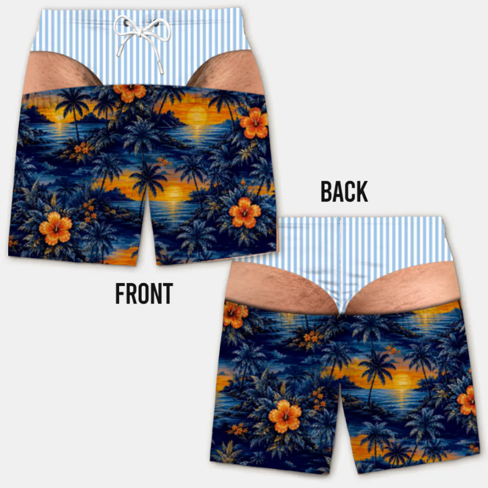 Costume da Bagno da Uomo Divertente con Effetto Ottico – Perfetto per Feste e Vacanze